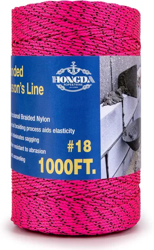 Miniatura 6 de HONGDA Líneas de cuerda de mampostería profesional, 500 pies #18 línea de albañilería de nailon trenzado unido, cuerda duradera y versátil