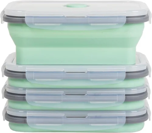 Miniatura 17 de Recipientes plegables extra grandes para almacenamiento de alimentos con tapa y ventilación de aire, 58 oz, paquete de 4, recipiente plegable XL