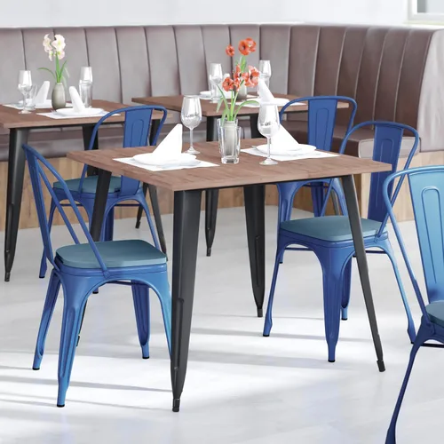 Miniatura 15 de BizChair Silla apilable comercial para interiores y exteriores con asiento de poliestireno, marco de metal dorado envejecido, asiento de poliresina