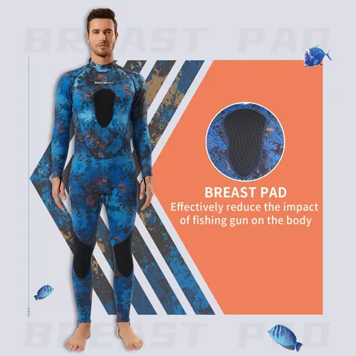 Miniatura 2 de Seaskin Traje de neopreno de pesca submarina para hombre, 0.069 pulgadas y 0.118 pulgadas de neopreno de cuerpo completo para buceo y natación