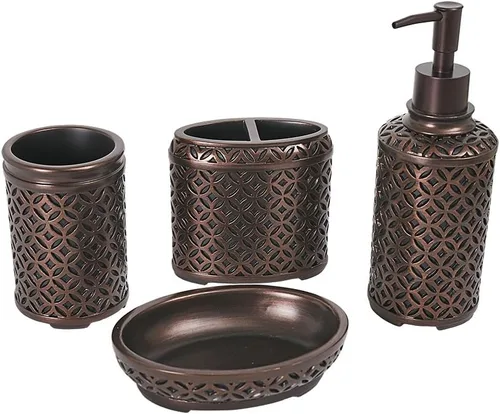 Miniatura 11 de Juego de accesorios de baño organizador completo con dispensador de loción/jabón de batido, taza de baño de tubo de huevo/vaso, jabonera de dona