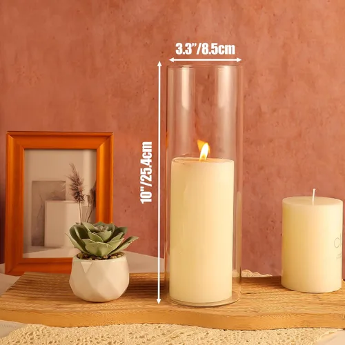 Miniatura 3 de UPBUD 12 piezas de jarrones cilíndricos de vidrio para centros de mesa Jarrón de flores alto de 10 pulgadas para decoraciones de boda, portavelas