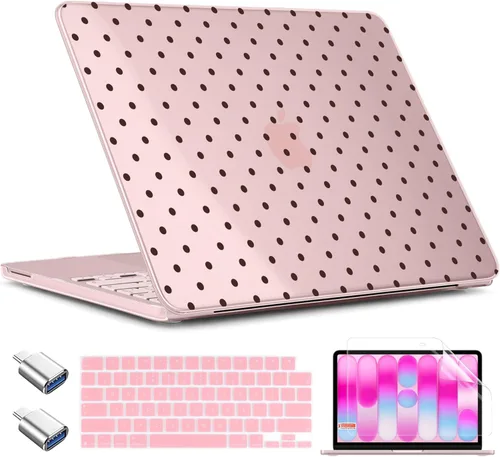 Miniatura 37 de TWOLSKOO Funda para MacBook Neo de 13 pulgadas 2026 A3404 A18 Pro Chip, carcasa rígida de plástico con adaptador tipo C, 2 fundas para cámara web
