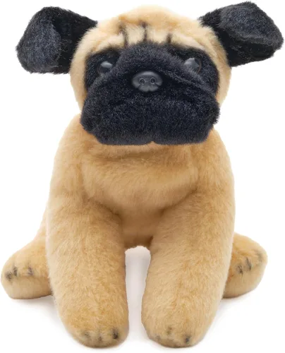 Bearington Lil' Pugsly - Peluche de pug pequeño, lavable de 6 pulgadas, juguete suave con cara y piel expresiva, regalo adorable para niños y