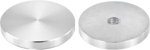 Miniatura 12 de uxcell M6 Rosca 0.787 in de diámetro de forma redonda de aluminio disco hardware 1pcs, aluminio círculo disco vidrio adaptador superior para mesa