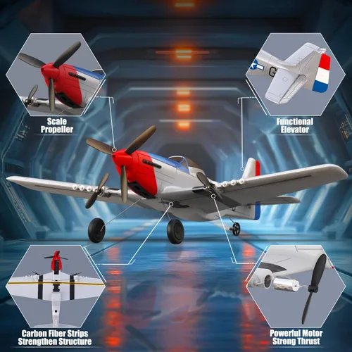 Miniatura 6 de VOLANTEXRC Avión RC de 3 canales con control remoto, avión de combate, juguetes, estabilizador de giro de 6 ejes a 2.4GHz, avión planeador RTF