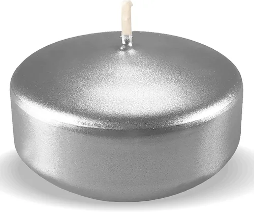 Miniatura 3 de Hyoola Velas flotantes plateadas metálicas de alta calidad de 2 pulgadas, 4 horas de tiempo de combustión, fabricadas en Europa, paquete de 10