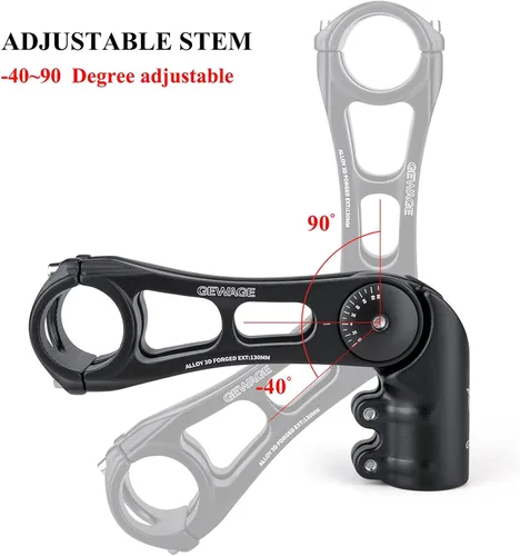 Miniatura 3 de GEWAGE Vástago de Bicicleta - Vástago de Bicicleta Ajustable de 130 Grados - Vástago de Manillar de 75mm 90mm 130mm para Manillar de 31.8(1-1/4")