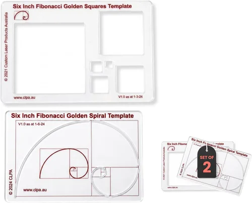 Miniatura 9 de Plantilla de Stencil Cuadrada de 12.7 cm para Dibujo y Trazado: Una Plantilla Cuadrada Inspirada en Fibonacci para Artistas Permite la Aplicación