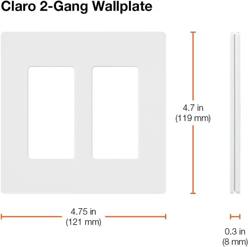 Miniatura 3 de Lutron Claro - Placa de cubierta para interruptor de luz, placa de pared de 2 posiciones, para interruptores de luz decorativos, cubierta de Acero