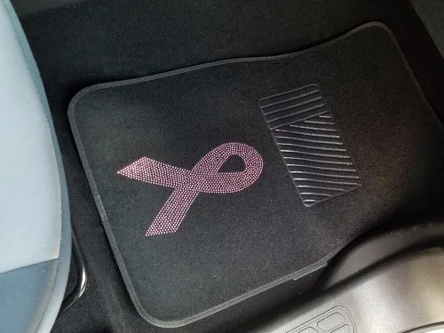 CarsCover Alfombra con diamantes de imitación de diamantes de imitación de cristal para concienciación sobre el cáncer de mama, 4 unidades