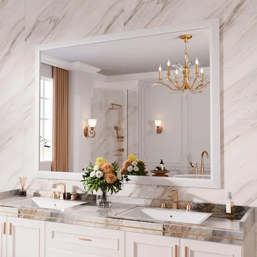 Miniatura 15 de Amorho Espejo de Baño Negro, Espejos de Pared de 24x30 Pulgadas con Marco de Metal Grueso para Sobre el Fregadero, Dormitorio, Sala de Estar