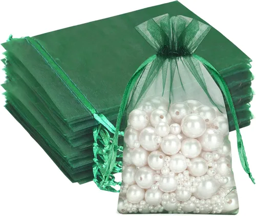 Miniatura 10 de G2PLUS Bolsas de organza con cordón de 4 x 6 pulgadas, 100 bolsas de organza azul aguamarina, bolsas de malla transparente para joyas, bolsa