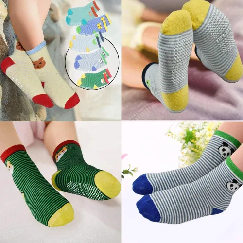 Miniatura 6 de Calcetines SkiBeaut para niño, 12 pares de calcetines antideslizantes para niño, calcetines de algodón con adherencia para niños de 1-3 3-5 5-7