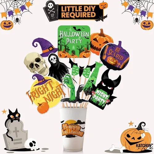 Miniatura 9 de KatchOn, Juego de accesorios de Halloween, paquete de 35 Accesorio de cabina de fotos del Día de los Muertos para decoraciones de fiesta mexicana