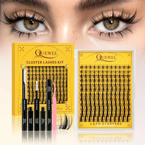 Miniatura 57 de QUEWEL Kit de extensión de pestañas DIY, racimos de pestañas 3D con 280 piezas, racimos de pestañas mixtas de 10-16 mm (30+40+50D), pinzas