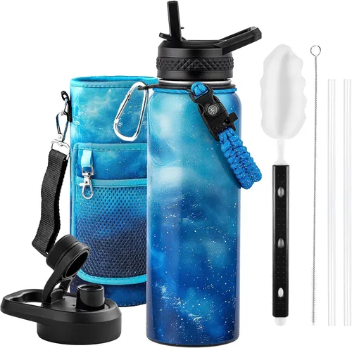 Miniatura 71 de RAYMYLO Botella de agua aislada de 24 onzas, de acero inoxidable con triple pared al vacío (fría durante 48 horas, caliente durante 24 horas), a