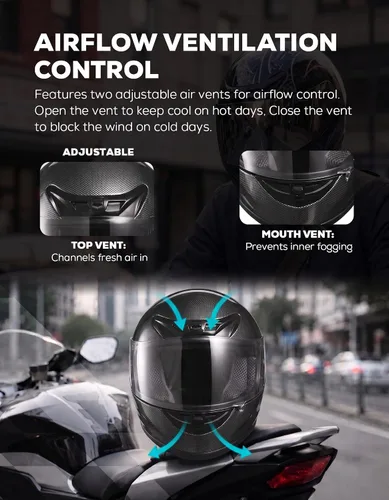 Miniatura 3 de XFMT DOT Casco de Motocicleta de Cara Completa Abatible para Calle Dirt Bike ATV Todoterreno con Visera Transparente para Hombres y Mujeres Adultos