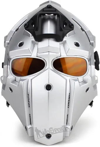 Miniatura 14 de WoSporT - Casco táctico de obsidiana verde GOBL Terminator y máscara para caza, paintball, militar, cosplay, película, utilería 92-BK-azul
