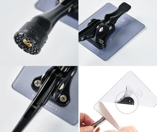 Miniatura 5 de HOME&I Tope de puerta abatible de 4 pulgadas con placa de montaje autoadhesiva grande, tope de puerta ajustable resistente, soporte de puerta