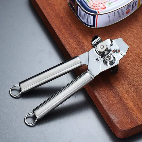 Miniatura 2 de Berglander Abrelatas, abrelatas de acero inoxidable de mano, abrelatas manual de borde liso, resistente 4. plateado