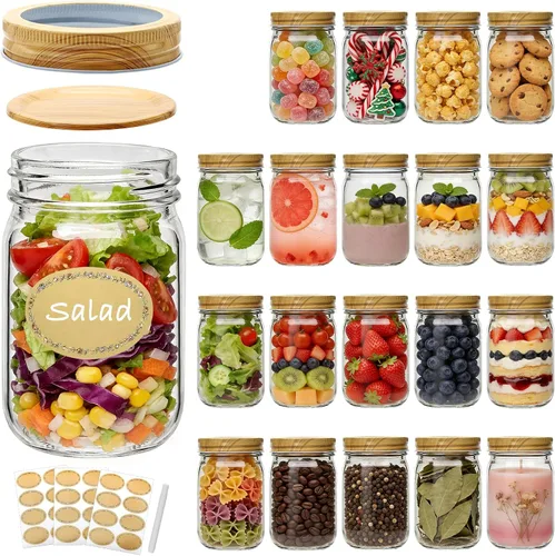 Miniatura 11 de Accguan Tarros Mason de 8 oz / 8.5 fl oz con tapas herméticas, tarro de vidrio con tapas regulares, tarro de vidrio transparente ideal