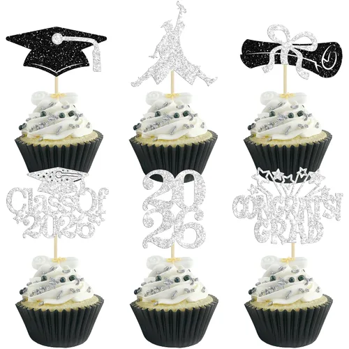 Miniatura 32 de Gyufise 1 decoración de pastel So Proud of You Black Glitter 2026 Decoración de pastel de fiesta de graduación You Did It, decoración de pastel