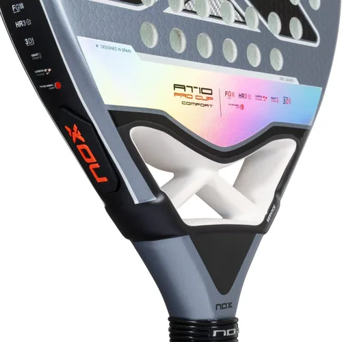 Miniatura 8 de Pala de pádel AT10 Pro Cup Comfort de Agustin Tapia 2025 Raqueta de lágrima serie PRO Tecnología Smartstrap HR3 Core Fibra de vidrio cara