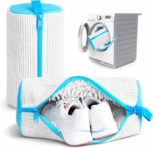 Bolsa para lavadora de zapatos, paquete de 2 bolsas XXL para lavadora y secadora, limpiador de malla para zapatos deportivos, cremallera resistente,