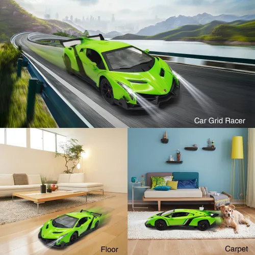 Miniatura 7 de Lamborghini - Auto de juguete Lambo a escala 1:24, auto de juguete con licencia oficial de autos a control remoto con luz de 2.4Ghz modelo de auto