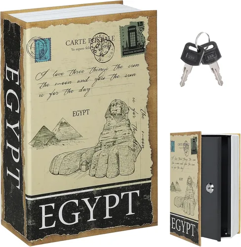 Miniatura 24 de Decaller Caja fuerte para libros con cerradura de llave, caja secreta de metal oculta para seguridad del hogar, dinero y joyas, 9.5 x 6.2 x 2.2