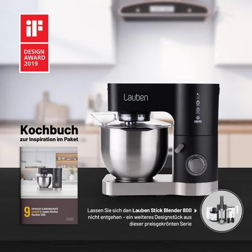 Miniatura 3 de Lauben Kitchen Machine 1200BC Procesador de alimentos con motor de cobre y caja de cambios totalmente metálica Mezclador de vidrio templado de 1200
