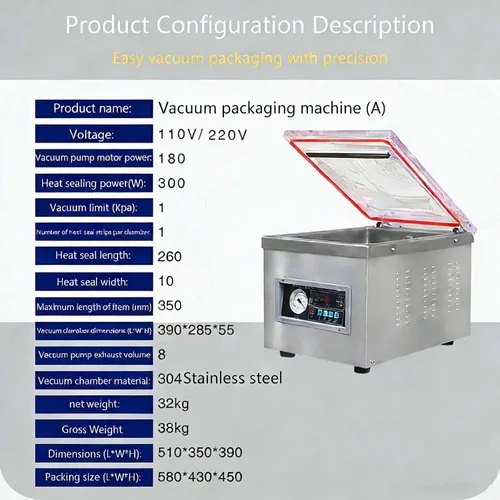 Miniatura 2 de Sellador al vacío de cámara de acero inoxidable, máquina automática de envasado de alimentos, potente conservador de carne y pescado, envasador al