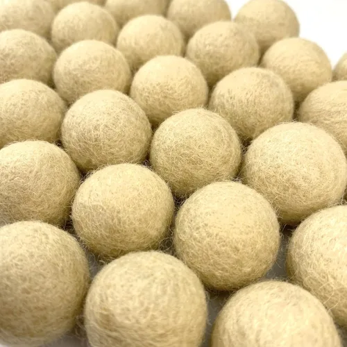Miniatura 5 de Bolas de fieltro de lana bronceada natural (50) pompones 100% lana Pompones suaves neutros beige fieltro a mano en Nepal para manualidades