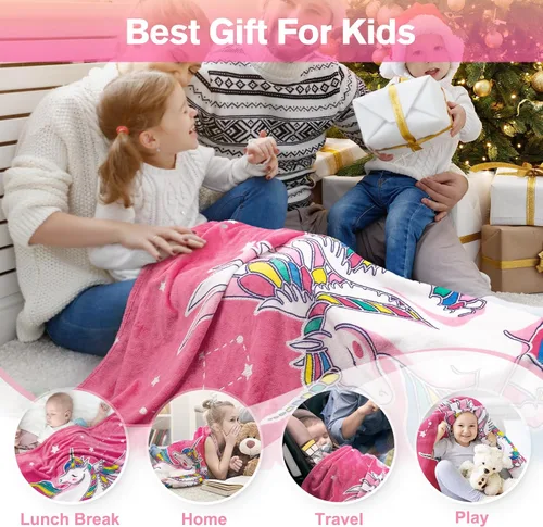 Miniatura 2 de Regalos de juguetes de unicornio para niñas y niños – Manta de unicornios que brilla en la oscuridad, el mejor regalo de cumpleaños, Navidad, San