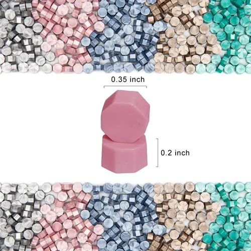 Miniatura 4 de 200 unidades de cuentas de cera de sellado rosa octogonales, cuentas de cera de sello rosa polvoriento a granel para invitaciones de boda, Rosa