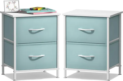 Miniatura 16 de Sorbus - Mesita de noche con 2 cajones - Muebles de noche para niños, mesa auxiliar, mesita de noche - Estructura de acero, tablero de madera