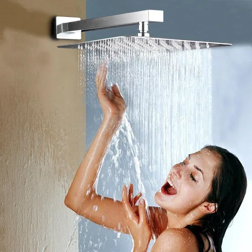 Miniatura 6 de Voolan Cabezal de ducha totalmente de metal con brazo de extensión, cabezales de ducha de lluvia tipo cascada de acero inoxidable, cabezal de ducha