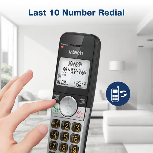 Miniatura 15 de VTech Teléfono inalámbrico de 3 auriculares con contestador, con pantalla grande y grandes botones de identificación de llamadas, altavoz