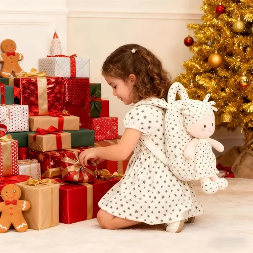Miniatura 49 de Onetoo Mochila para niños pequeños, regalos de regreso a clases, mochilas para niñas y niños con muñecas de bebé ligeras y suaves en vestido