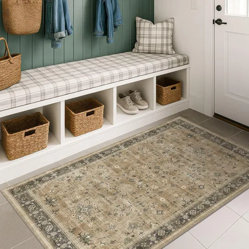 Miniatura 113 de Alfombra Boho Negra para Sala de Estar - Alfombra de Área Lavable de 10x14 Pies, Alfombras de Comedor para Debajo de la Mesa, Alfombra Suave de Pelo