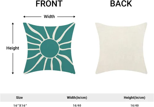Miniatura 5 de BETGINY Fundas de almohada de verano para exteriores de 16 x 16 pulgadas, 2 unidades, color aguamarina, verde azulado, crema, sol, bohemio