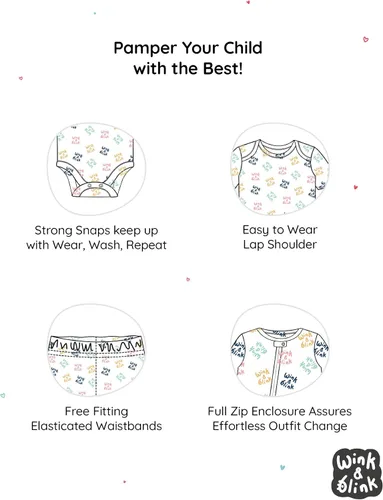 Miniatura 4 de WINK & BLINk Body orgánico para bebé, paquete de 4 mamelucos de manga larga, 100% algodón orgánico