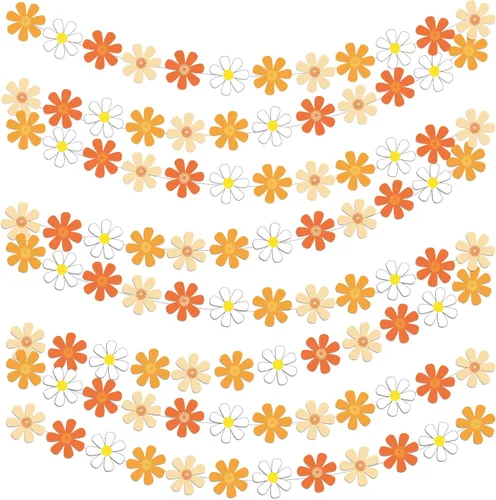 8 piezas de margaritas boho, Groovy suministros para fiesta, pancartas hippie de primavera, kit de guirnalda de flores de margaritas coloridas
