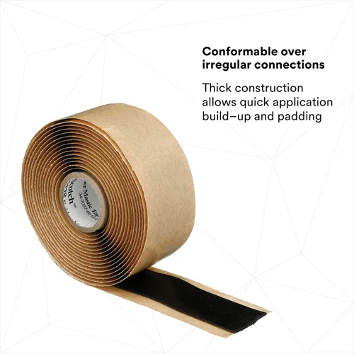 Miniatura 2 de 3M Scotch 2228 - Cinta de masilla de goma, 1 pulgada x 10 pies, negro, ajustable, autofusible, aislamiento eléctrico, sellado de humedad