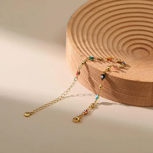 Miniatura 9 de Delicadas pulseras de oro para mujer, chapado en oro 18, ajustable, mal de ojo, mariposa, cuentas, perla, corazón, turquesa, hecha a mano para mujer