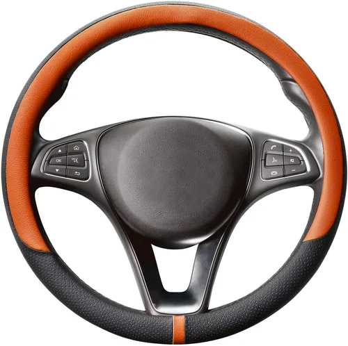 Miniatura 11 de COFIT Funda transpirable para volante de automóvil de 15 pulgadas, protector de cuero universal antideslizante para volante de automóvil, accesorios