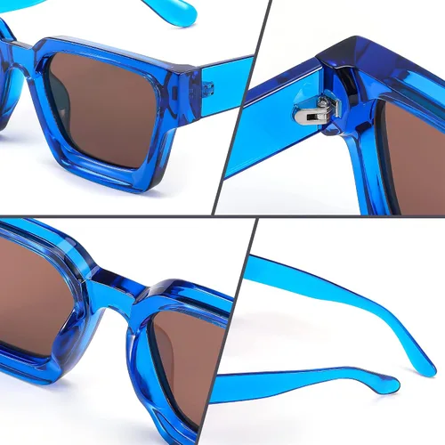 Miniatura 36 de FEISEDY Gafas de sol cuadradas retro de los años 90 para mujeres y hombres, gafas de sol rectangulares gruesas de moda con protección UV400 B2385