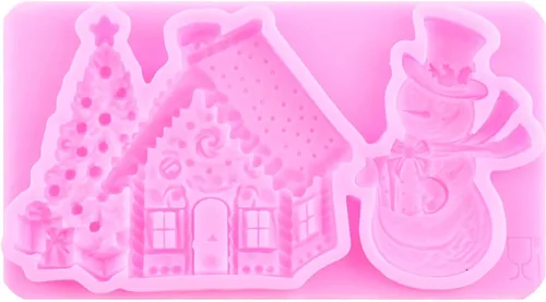Miniatura 8 de Mujiang Moldes de silicona de muñeco de nieve de Navidad, molde 3D para castillo de Navidad, moldes de chimenea para decoración de pasteles