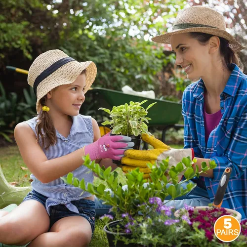 Miniatura 2 de KDK 5 pares de guantes de jardinería para niños, guantes de trabajo para el patio, guantes de trabajo para niños, guantes de seguridad suave